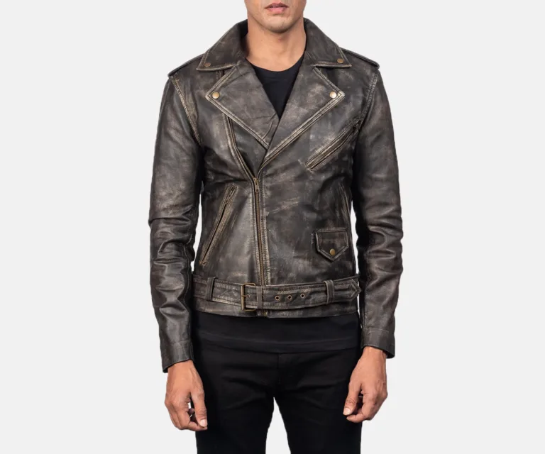 [FS] Allaric Alley Distressed Brown Leather Biker Jacket — Hero Presentation