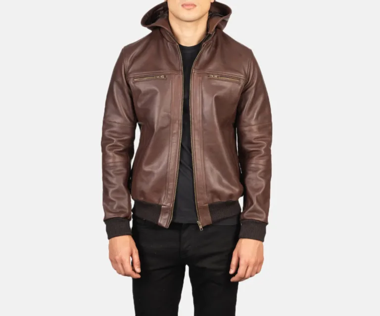 [FS] Bouncer Biz Brown Leather Bomber Jacket — Hero Presentation