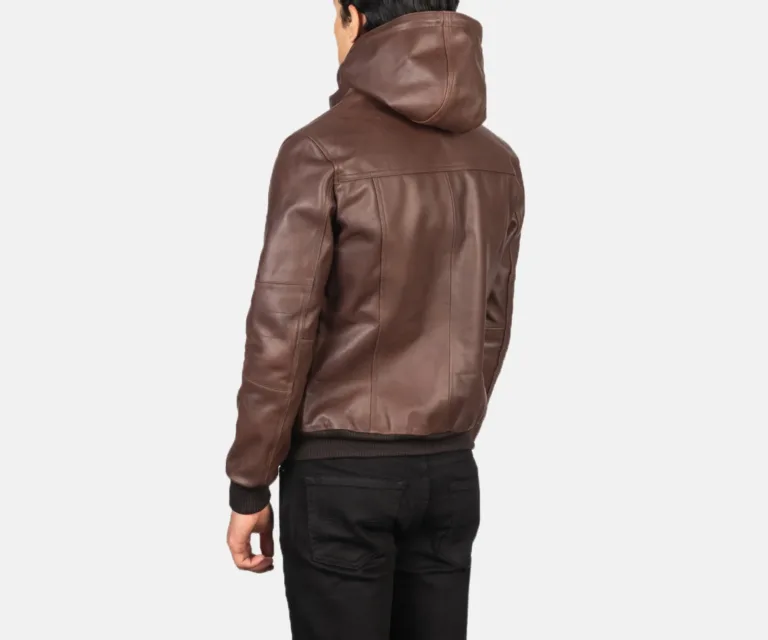 [FS] Bouncer Biz Brown Leather Bomber Jacket — Macro Detail Grain, Stitching & Hardware