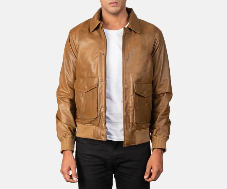 [FS] Coffmen Olive Brown A2 Leather Bomber Jacket — Hero Presentation