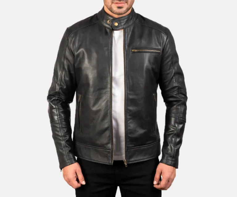 [FS] Dean Black Leather Biker Jacket — Hero Presentation