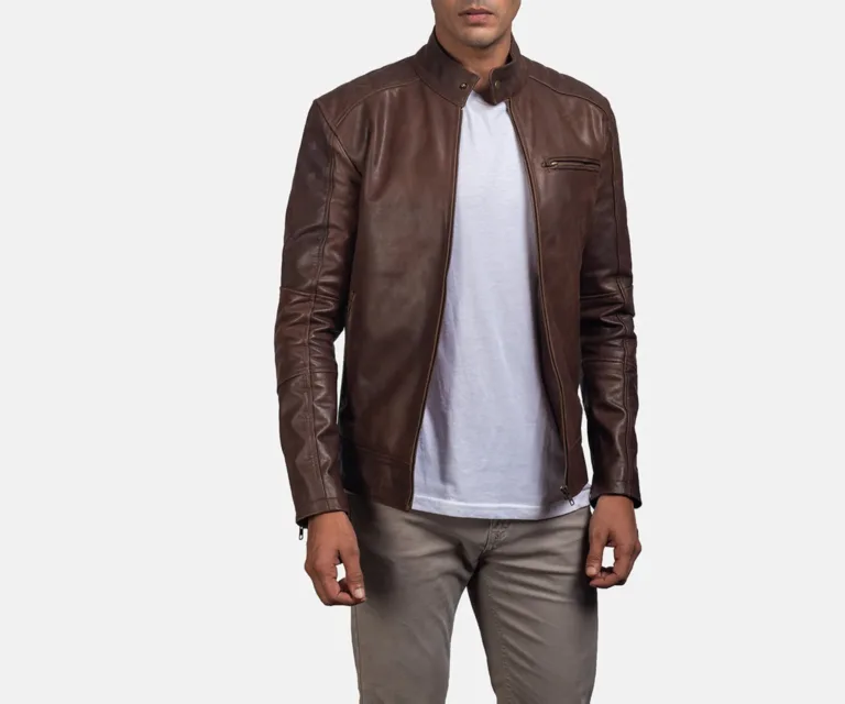 [FS] Dean Brown Leather Biker Jacket — Hero Presentation