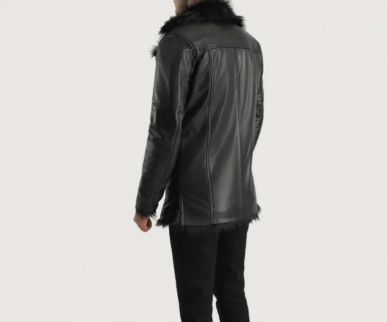 [FS] Furcliff Black Leather Coat — Macro Detail Grain, Stitching & Hardware
