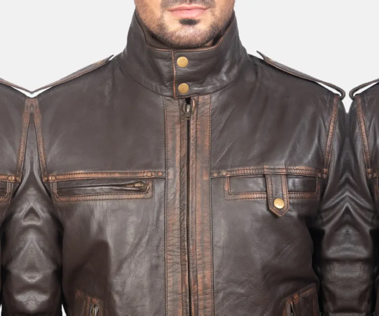 [FS] Glen Street Brown Leather Bomber Jacket — Full Editorial Model Presentation