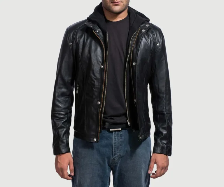 [FS] Highschool Black Hooded Leather Jacket — Hero Presentation
