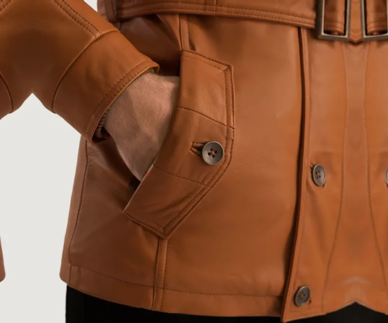 [FS] Hunter Tan Brown Fur Leather Jacket — Full Editorial Model Presentation