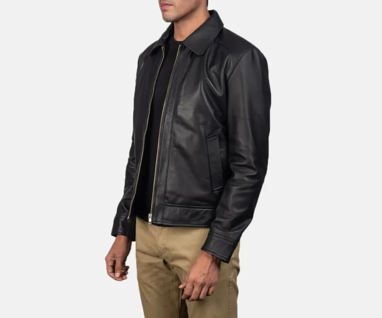[FS] Inferno Black Leather Jacket — Quarter Angle Profile Detail