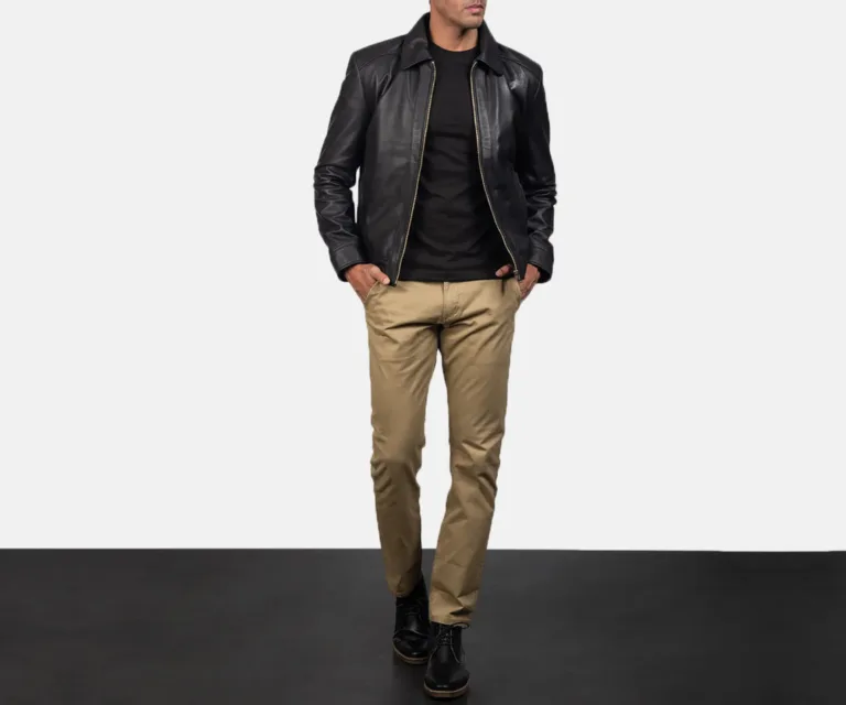 [FS] Inferno Black Leather Jacket — Rear Back View & Silhouette