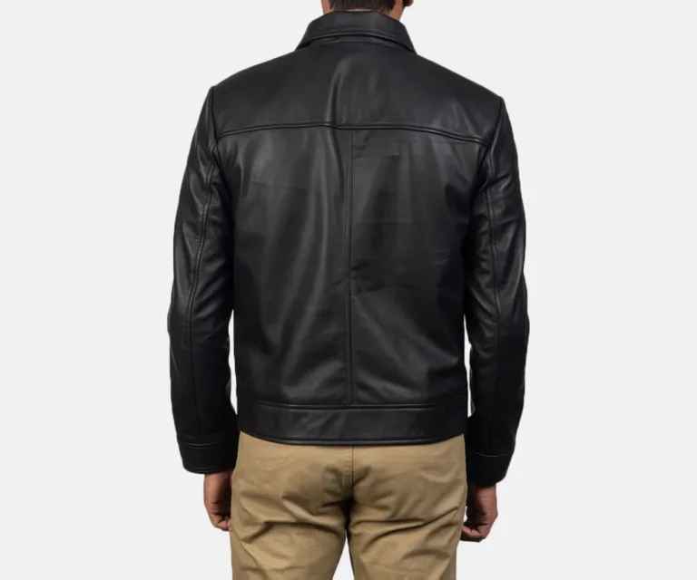 [FS] Inferno Black Leather Jacket — Macro Detail Grain, Stitching & Hardware