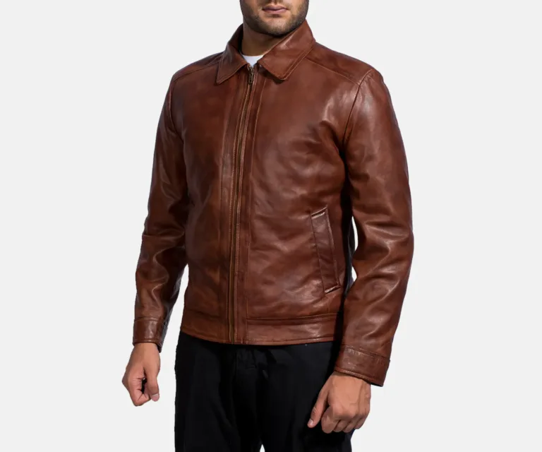 [FS] Inferno Brown Leather Jacket — Quarter Angle Profile Detail