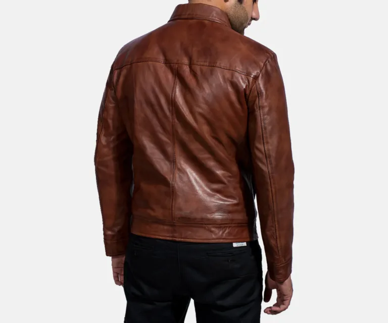 [FS] Inferno Brown Leather Jacket — Macro Detail Grain, Stitching & Hardware