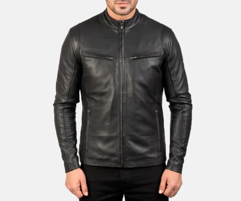 [FS] Ionic Black Leather Jacket — Rear Back View & Silhouette