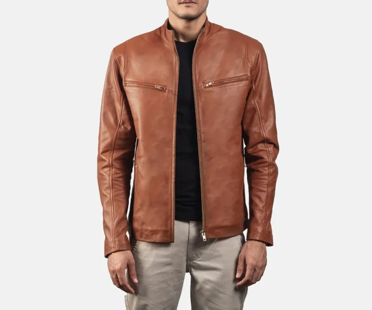 [FS] Ionic Brown Leather Biker Jacket — Hero Presentation