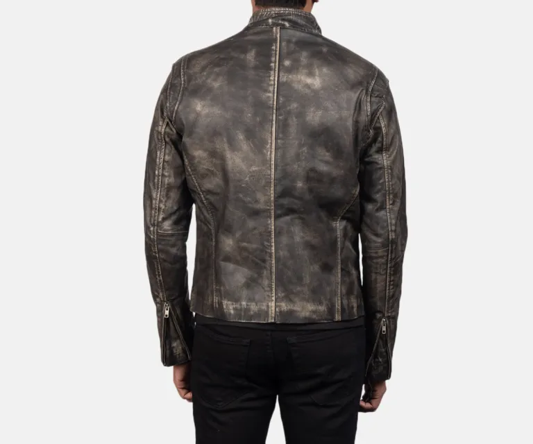 [FS] Ionic Distressed Brown Leather Biker Jacket — Full Editorial Model Presentation