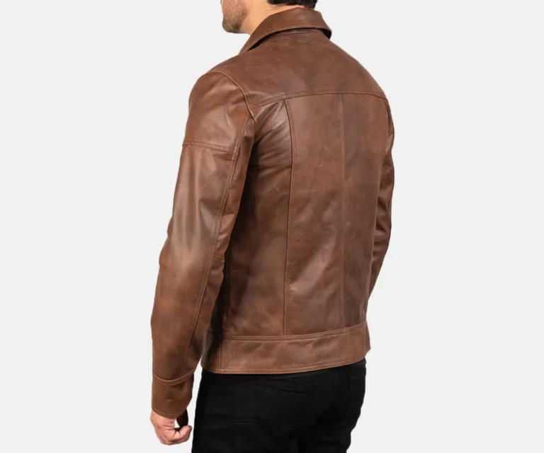 [FS] Lavendard Brown Leather Biker Jacket — Full Editorial Model Presentation