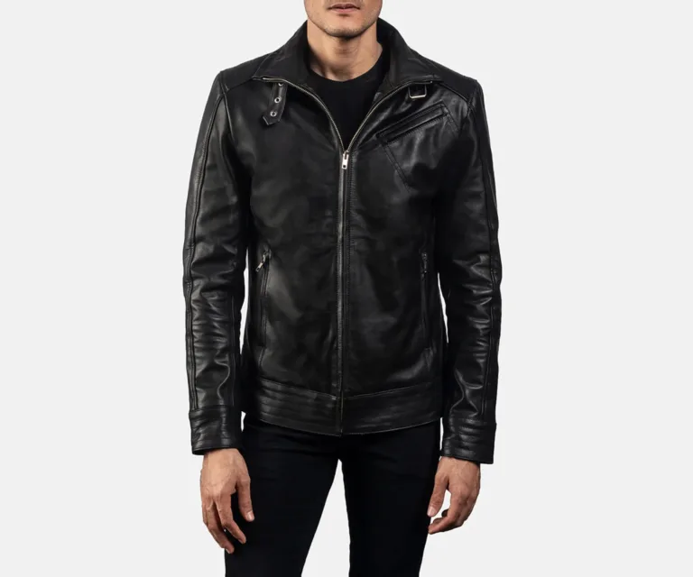 [FS] Legacy Black Leather Biker Jacket — Rear Back View & Silhouette
