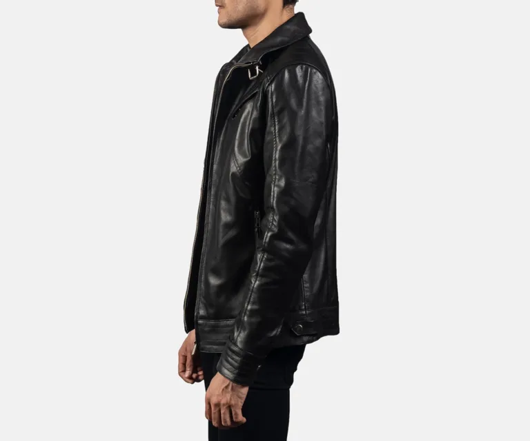 [FS] Legacy Black Leather Biker Jacket — Full Editorial Model Presentation