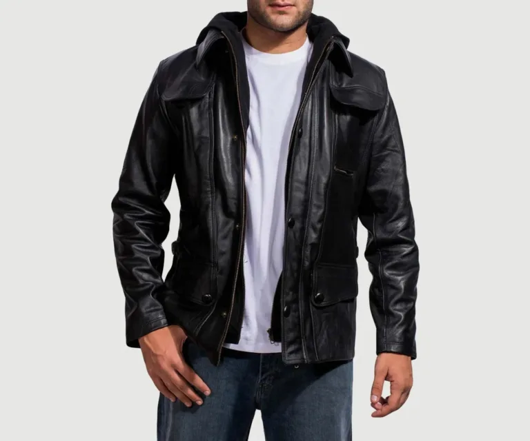 [FS] Moulder Hooded Black Leather Jacket — Hero Presentation