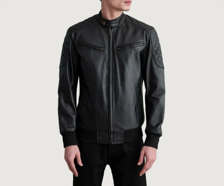 [FS] Sven Black Leather Bomber Jacket — Hero Presentation