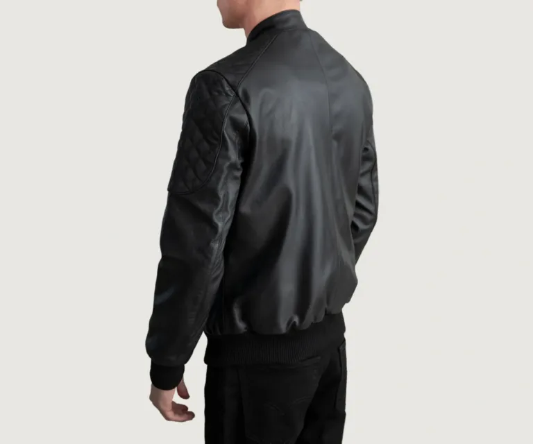[FS] Sven Black Leather Bomber Jacket — Full Editorial Model Presentation