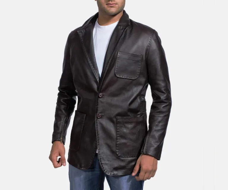 [FS] Wine Black Leather Blazer — Hero Presentation