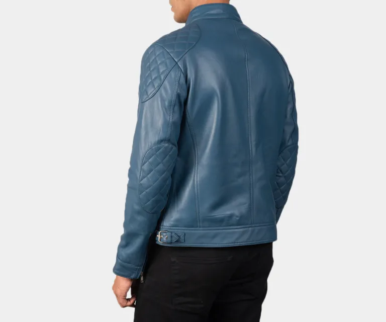 Gatsby Blue Leather Biker Jacket — view 4