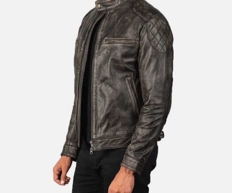 Gatsby Distressed Brown Leather Jacket — view 2