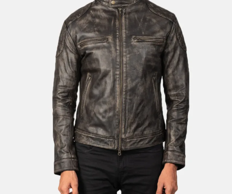 Gatsby Distressed Brown Leather Jacket — view 3