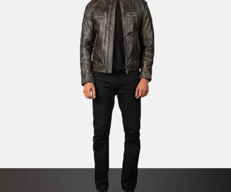 Gatsby Distressed Brown Leather Jacket — view 4