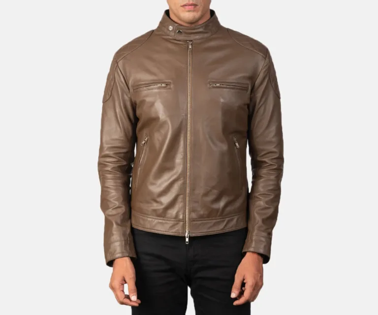 Gatsby Mocha Leather Biker Jacket — Rear Back View & Clean Hemline