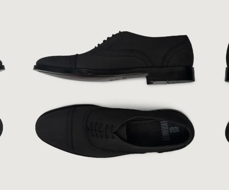 Greyson Brogues Oxford Black Nubuck Leather Shoes Handcrafted Men's Footwear — Toe Cap & Vamp Detail