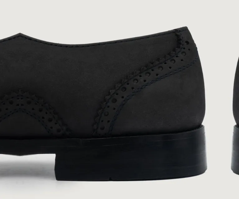 Greyson Brogues Oxford Black Nubuck Leather Shoes Handcrafted Men's Footwear — Outsole Tread & Seam Craftsmanship