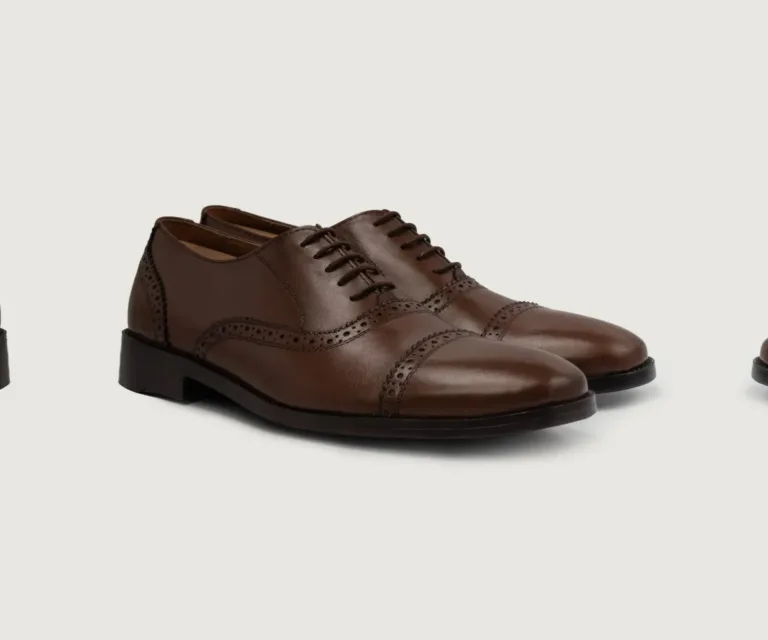 Greyson Brogues Oxford Brown Leather Shoes Handcrafted Men's Footwear — Lateral Profile Hero View