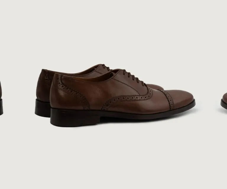 Greyson Brogues Oxford Brown Leather Shoes Handcrafted Men's Footwear — Heel Counter & Rear View