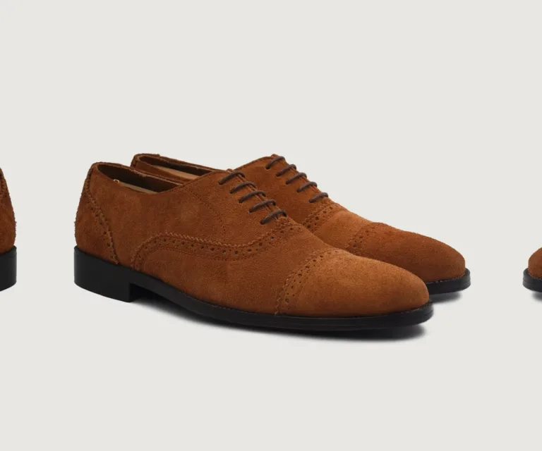 Greyson Brogues Oxford Brown Suede Leather Shoes Handcrafted Men's Footwear — Lateral Profile Hero View
