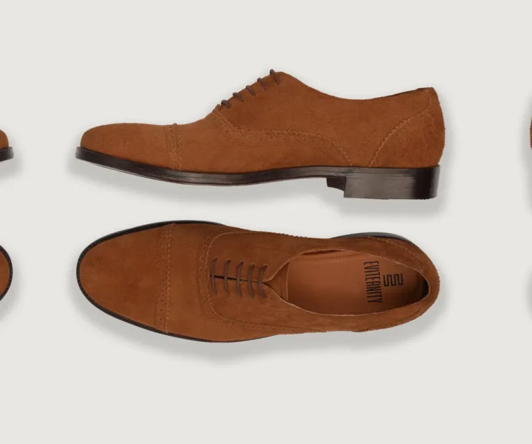 Greyson Brogues Oxford Brown Suede Leather Shoes Handcrafted Men's Footwear — Toe Cap & Vamp Detail