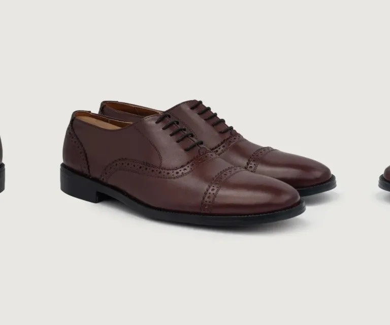 Greyson Brogues Oxford Maroon Leather Shoes Handcrafted Men's Footwear — Lateral Profile Hero View