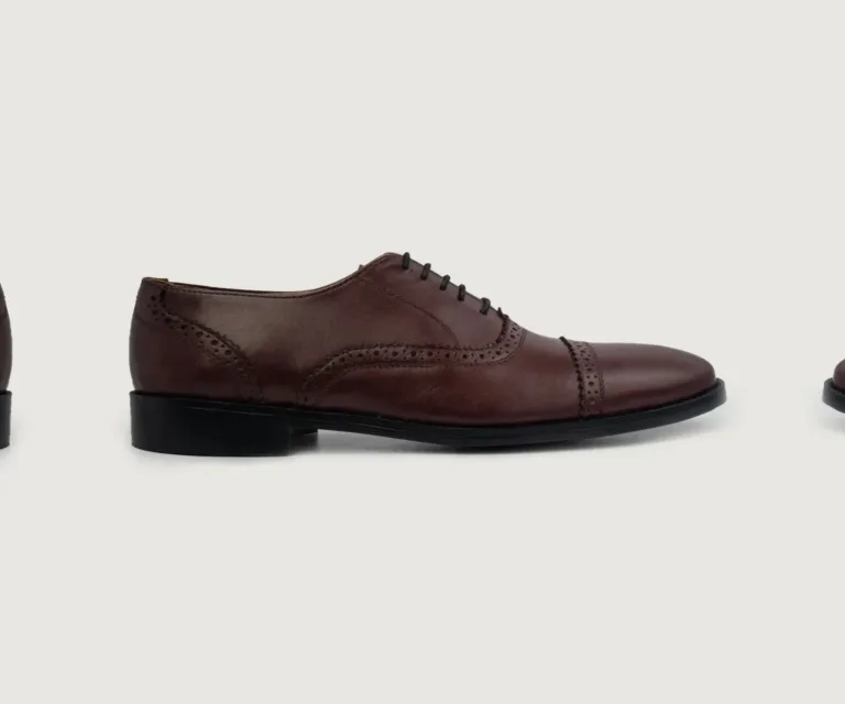 Greyson Brogues Oxford Maroon Leather Shoes Handcrafted Men's Footwear — Three-Quarter Perspective