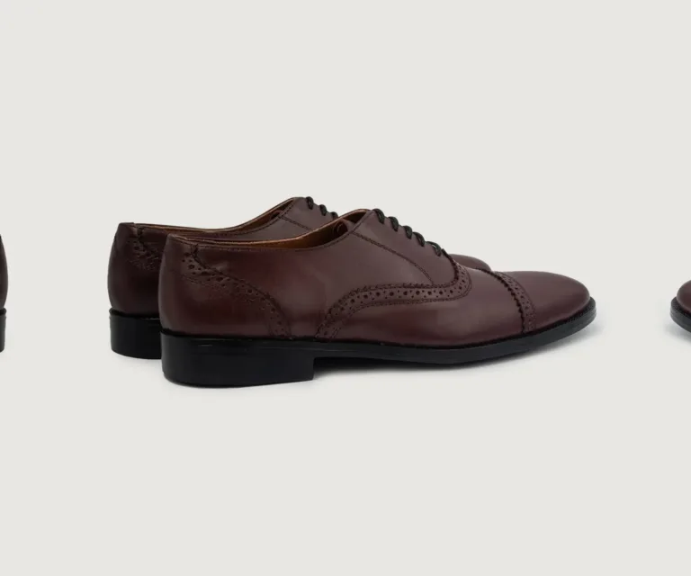 Greyson Brogues Oxford Maroon Leather Shoes Handcrafted Men's Footwear — Heel Counter & Rear View