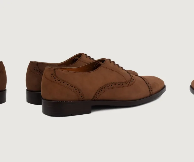 Greyson Brogues Oxford Oil Pull-up Brown Leather Shoes Handcrafted Men's Footwear — Heel Counter & Rear View