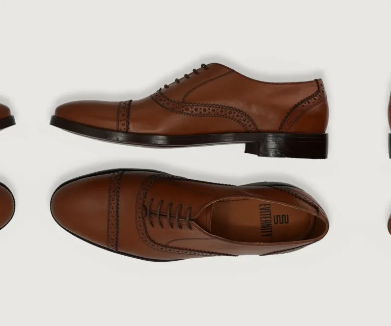 Greyson Brogues Oxford Tan Leather Shoes Handcrafted Men's Footwear — Toe Cap & Vamp Detail