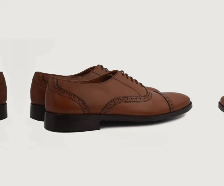 Greyson Brogues Oxford Tan Leather Shoes Handcrafted Men's Footwear — Heel Counter & Rear View