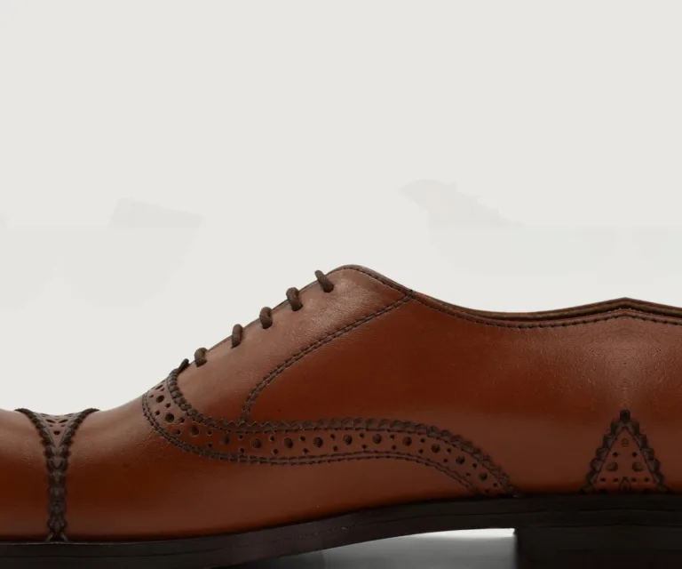 Greyson Brogues Oxford Tan Leather Shoes Handcrafted Men's Footwear — Outsole Tread & Seam Craftsmanship