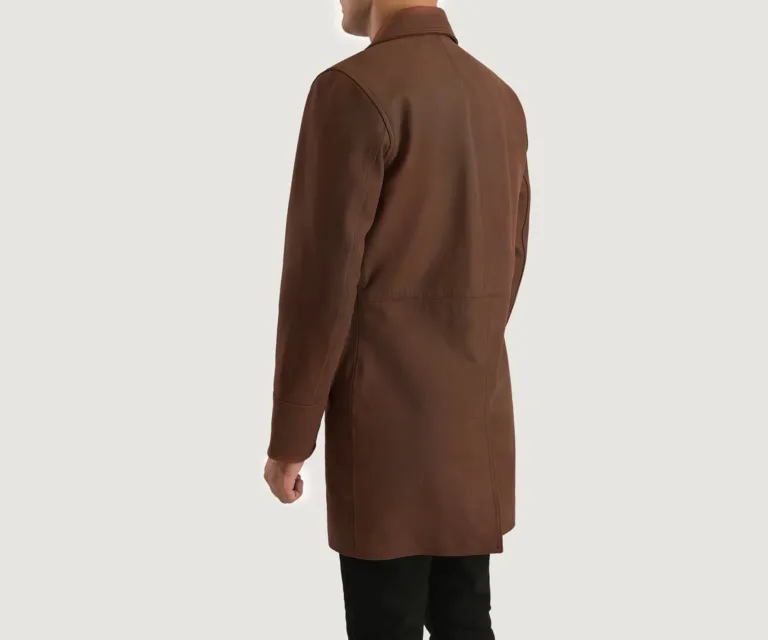 Half Life Brown Leather Coat — Macro Hardware & Seam Construction