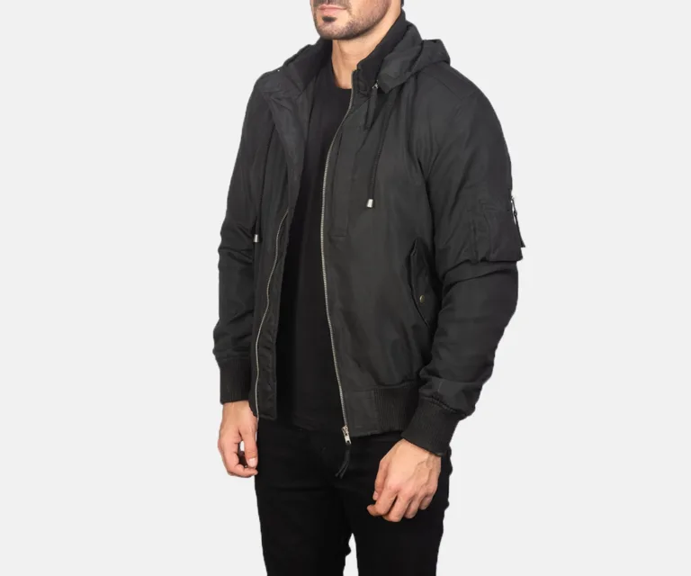 Hanklin MA-1 Black Hooded Bomber Jacket — view 2