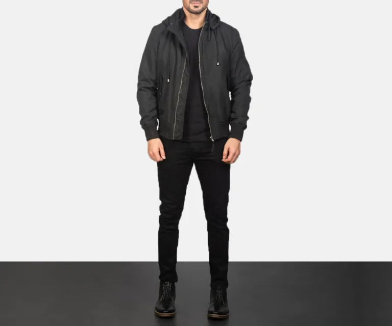 Hanklin MA-1 Black Hooded Bomber Jacket — view 3