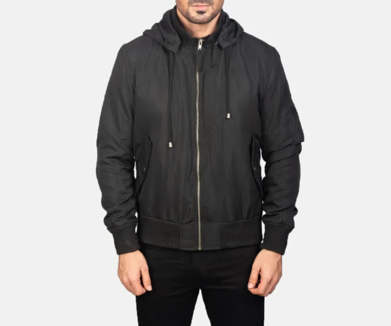 Hanklin MA-1 Black Hooded Bomber Jacket — view 4