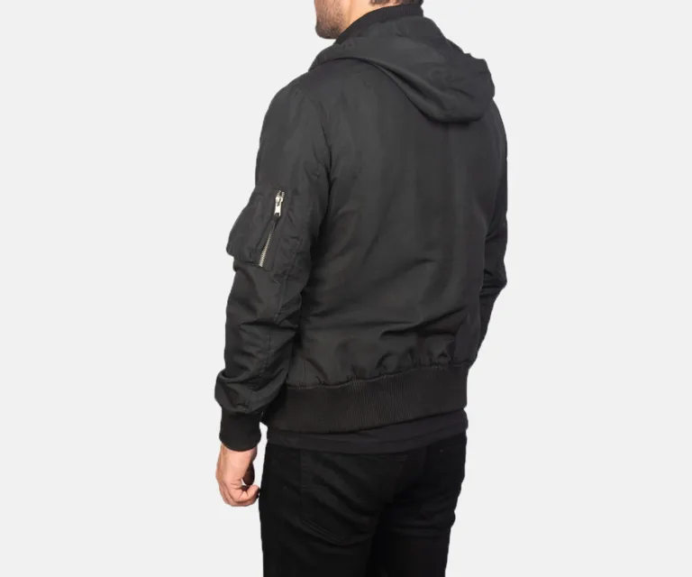 Hanklin MA-1 Black Hooded Bomber Jacket — view 5
