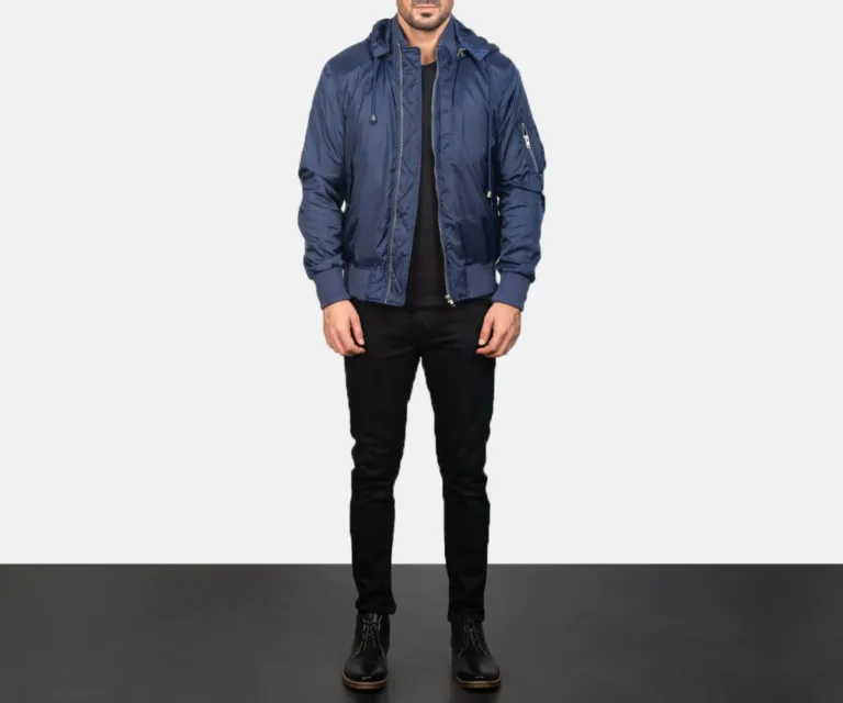 Hanklin MA-1 Blue Hooded Bomber Jacket — view 3