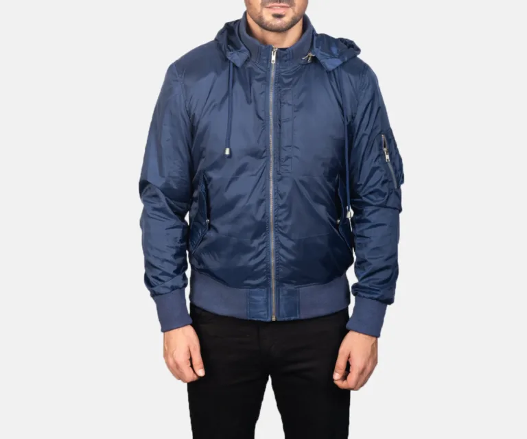 Hanklin MA-1 Blue Hooded Bomber Jacket — view 4